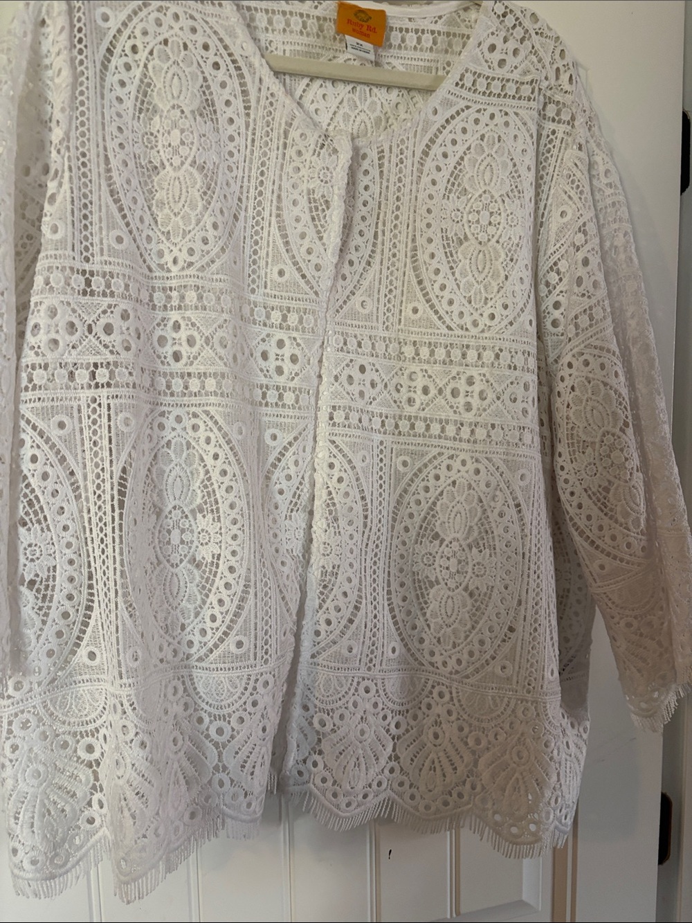 Ruby Rd. White Crochet Lace Open-Front Layer - Picture 4 of 4